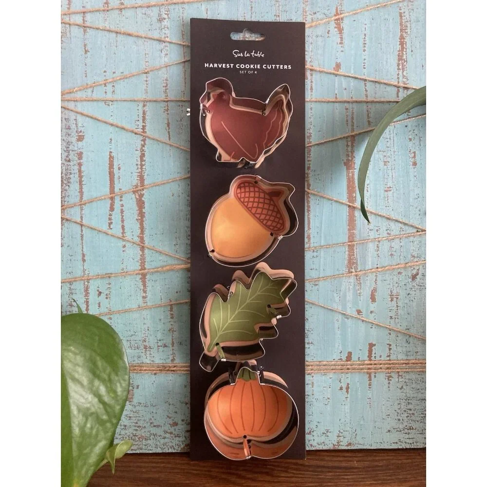 Sur La Table Thanksgiving Harvest Cookie Cutters Acorn Pumpkin Turkey Set of 4